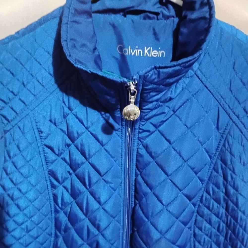 Calvin Klein Quilted Vest Blue Hand Warmer Style Pockets Sz XS - Picture 5 of 13